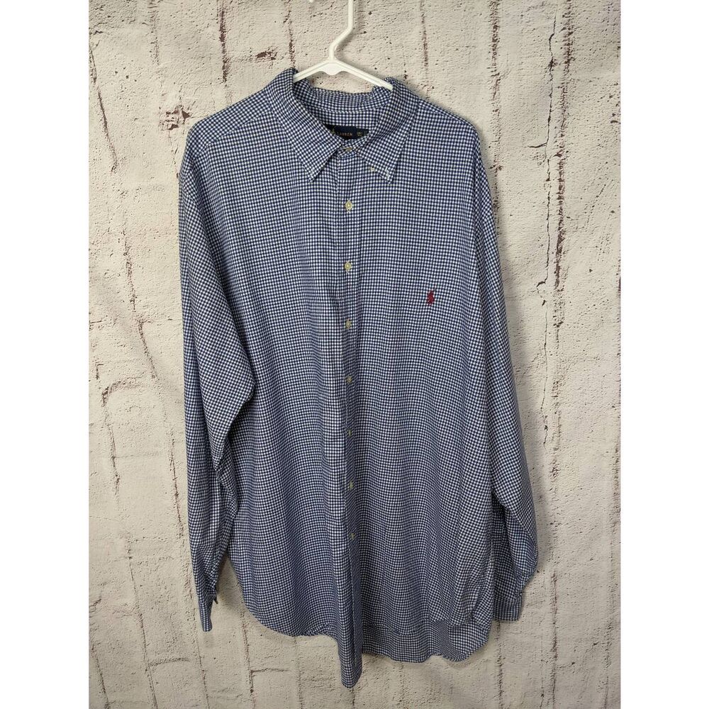 Polo Ralph Lauren Men's Blue Check Long Sleeve Shirt Size 2XLT Two Extra Large T